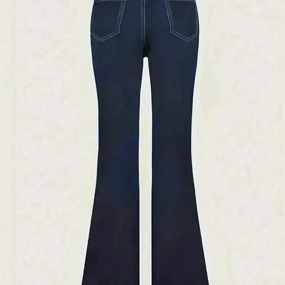 Dark Wash Casual Women's Mom Fit Jeans - Picture 3 of 4